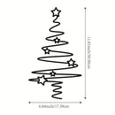 Arte de pared de árbol de Navidad de metal - Decoración navideña no eléctrica para interiores y exteriores, elegante árbol de metal negro con adornos de estrellas, perfecto para sala de estar, patio o jardín, decoración de pared de Navidad.