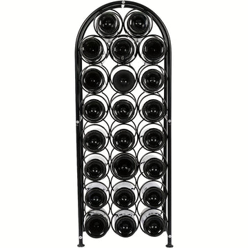 [Botellero de Vino Independiente Negro] Botellero de Vino Independiente de Piso de Metal Negro con Arco - 1 ud, Soporte para 23 Botellas de Vino