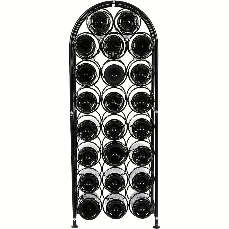 [Botellero de Vino Independiente Negro] Botellero de Vino Independiente de Piso de Metal Negro con Arco - 1 ud, Soporte para 23 Botellas de Vino