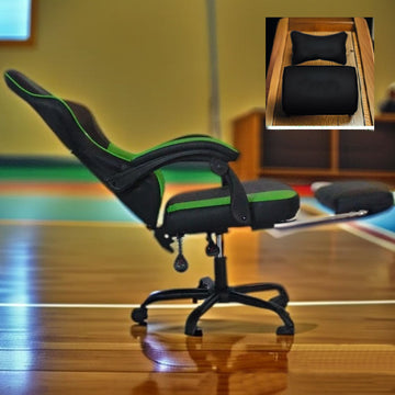 Butaca Ergonómica para Gaming con Ajuste de Altura y Giratorio 360° - Estructura Metálica Resistente, Cojín PU - Para PC, Laptop, Oficina en Casa, eSports - Silla de Escritorio Fácil Montaje, Estética Deportiva