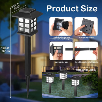 Conjunto de 12 Luces Solares LED para Jardín, Iluminación Exterior con Temporizador Automático, Diseño Pequeña Casa para Patio, Césped y Entrada, Resistentes al Clima y Eficientes en Energía, Iluminación Paisajística | Luces Decorativas para Jardín | LED