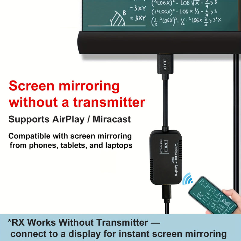 Modelo MTR1 PLUS con todas las funciones, transmisor y receptor sin varillas de alta definición 1080P, paquete de transmisión extendida HD, alcance abierto de 50 metros/165 pies, no solo soporta transmisión punto a punto, sino también es adecuado para re