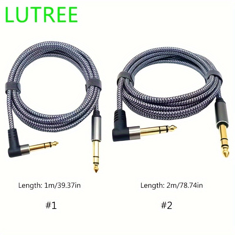 Cáble de audio LUTREE recto a curvo 6.5, triple núcleo con doble blindaje para reducción de ruido, cable para escenarios y mezclas, conexión de guitarra, piano electrónico, grabación macho a macho, bajo de madera