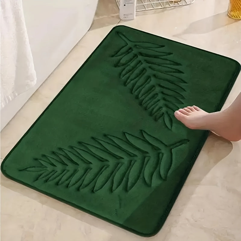 Juego de alfombras antideslizantes de hojas, diseño de hojas de franela grabadas, nueva alfombra de baño de franela, juego de alfombras de aseo de dos piezas, alfombra, alfombra de suelo de baño, alfombra de lado de bañera, alfombra de suelo de inodoro,