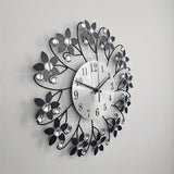 1 reloj de pared moderno minimalista con diseño floral - Gran patrón , números fáciles de leer, funciona con pilas (AA no incluidas) - para sala, dormitorio u oficina - decoración contemporánea, material duradero, ideal para diseñadores de interiores