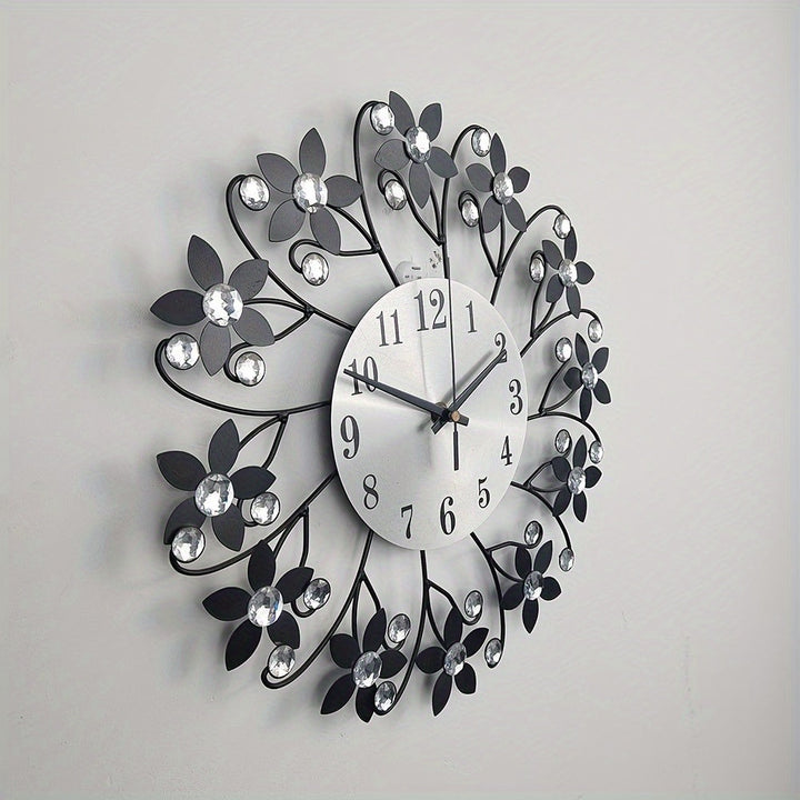 1 reloj de pared moderno minimalista con diseño floral - Gran patrón , números fáciles de leer, funciona con pilas (AA no incluidas) - para sala, dormitorio u oficina - decoración contemporánea, material duradero, ideal para diseñadores de interiores