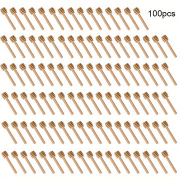 100pcs Mini Cuchara De Madera Para Miel, Mango Largo De Madera Para Miel, Suministros Para Tarros De Miel, Varilla Para Mezclar Té Con Leche, Herramientas Para Postres, Gadget De Cocina