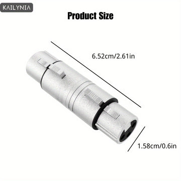 Conectores adaptadores XLR macho a macho y hembra a hembra de 3 pines, compatibles con micrófonos y mezcladores, plateados, forma redonda, cable Ethernet categoría Cat5e, accesorios para equipos de audio.