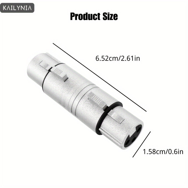 Conectores adaptadores XLR macho a macho y hembra a hembra de 3 pines, compatibles con micrófonos y mezcladores, plateados, forma redonda, cable Ethernet categoría Cat5e, accesorios para equipos de audio.