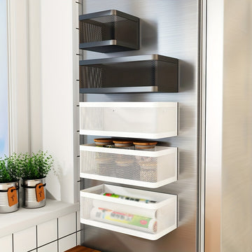 1pc Soporte Magnético de Almacenamiento Lateral para Refrigerador de Cocina, Cesta Colgante para Hueco de Placa