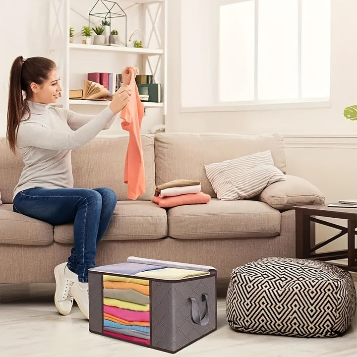 6 piezas Bolsas de almacenamiento extra grandes, organizador de ropa plegable duradero para ropa de cama, mantas, almohadas y juguetes, tejido de polipropileno grueso, con cremallera y tapa, asas reforzadas, para no necesitar electricidad, Otro (organiza