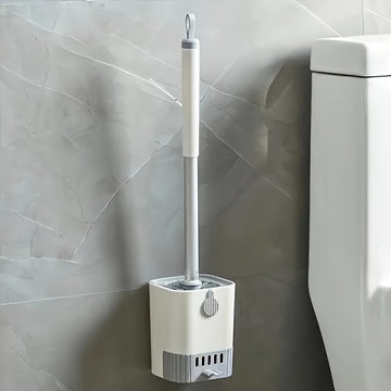 Juego de 1 escobilla para inodoro de pared, con mango largo duradero, cerdas flexibles para limpieza profunda, sin rincones inalcanzables, diseño ahorrador de espacio, ideal para baños de hogar y hoteles