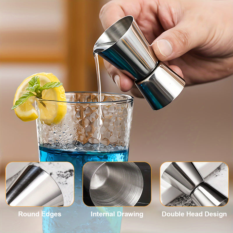 3 piezas de acero inoxidable, juego de mezcladores de cócteles, accesorios de bar con muddler de hielo, cuchara para revolver, taza de medición recta y abridor de botellas, kit de herramientas de bar duraderas para uso doméstico y profesional