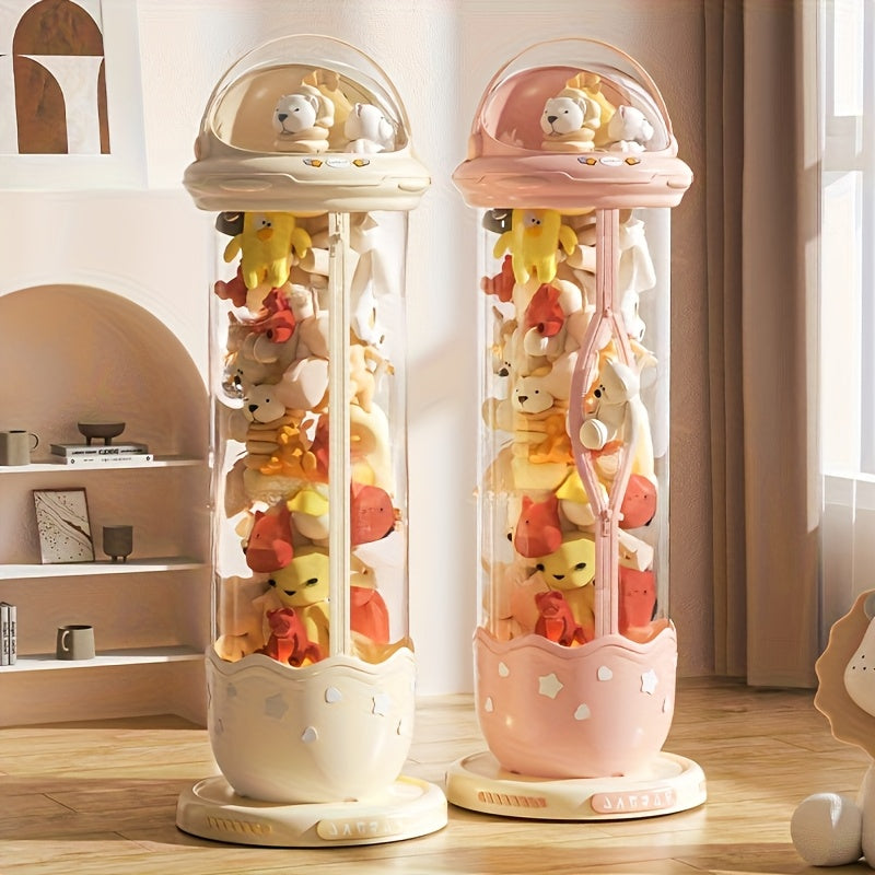 Contenedor de Almacenamiento para Juguetes de Peluche de Gran Capacidad con Ruedas - Organizador Duradero de Plástico PE Transparente, Diseño Plegable Temático Espacial con Ventana y Tapa para Habitación Infantil, Organización del Hogar