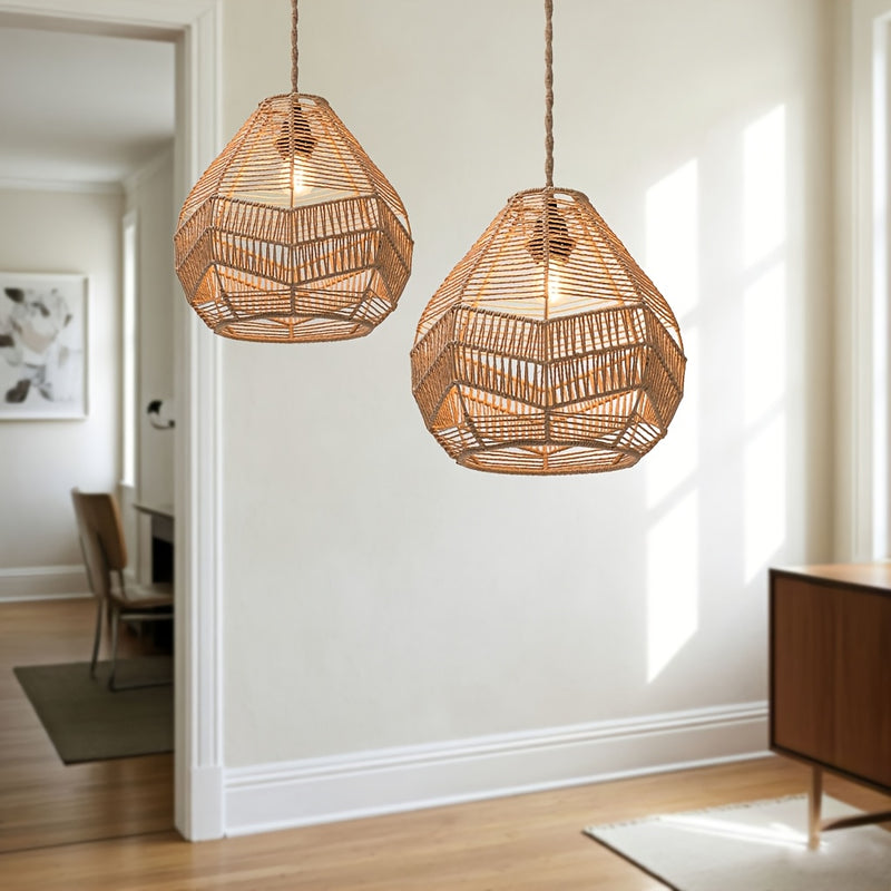 Lámparas de techo modernas para interiores con sombreros de cuerda de papel tejido a mano - Decoración de hogar sin bombilla incluida, decoración creativa para sala de estar o oficina, iluminación de sala de estar | Iluminación artesanal | Sombreros deco