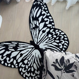 Alfombra de área tejida en forma de mariposa - Alfombra de área de poliéster antideslizante, ligera y lavable con respaldo de goma - Solo lavado a mano, forma irregular - Ideal para sala de estar, dormitorio, cocina, baño, lavadero, pasillos, salas de ju