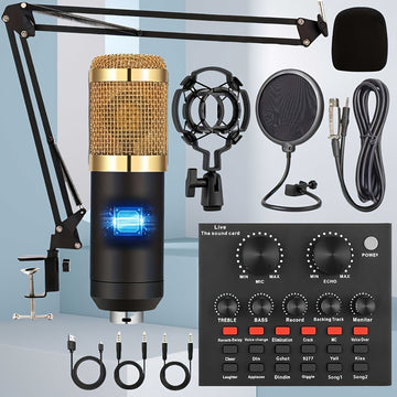 Paquete de Equipo para Podcast con Mezclador de Audio Todo en Uno y Micrófono de 3.5mm para Transmisión en Vivo, Grabación de Podcasts, PC, Smartphone