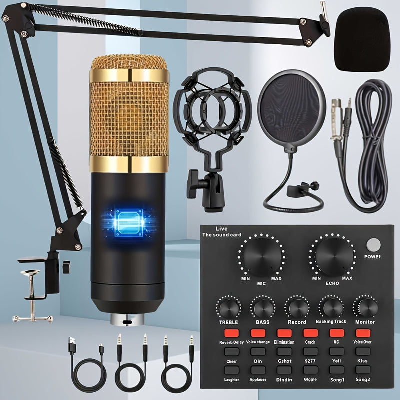 Paquete de Equipo para Podcast con Mezclador de Audio Todo en Uno y Micrófono de 3.5mm para Transmisión en Vivo, Grabación de Podcasts, PC, Smartphone