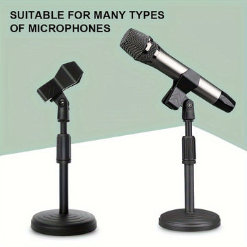 Soporte de Micrófono de Escritorio Ajustable con Clip - Compatible con Micrófonos de Hasta 4.32cm, Conector XLR, ABS Negro