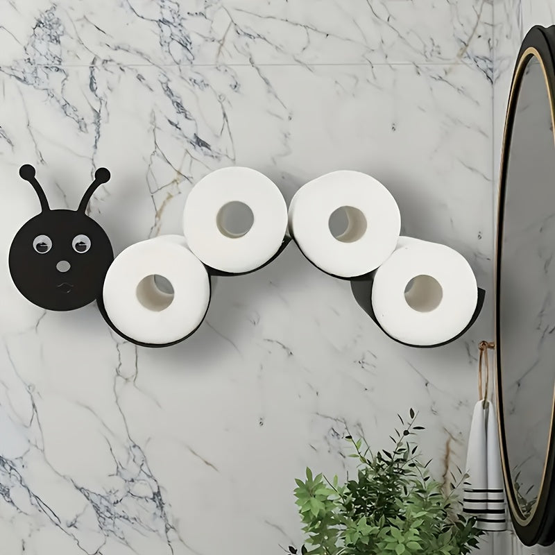 1pc Soporte de papel higiénico con forma de oruga, papel higiénico independiente con animales cómicos, almacenamiento de decoración de arte de baño Rollos de papel higiénico, suministros sanitarios