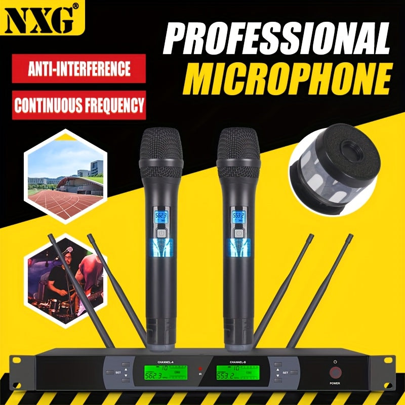 Conjunto de Sistema de Micrófono Dinámico Inalámbrico para Karaoke en Casa con Micrófono Profesional UHF XLR NXG, Utilizado para Discurso y Sonido en Bodas e Iglesias