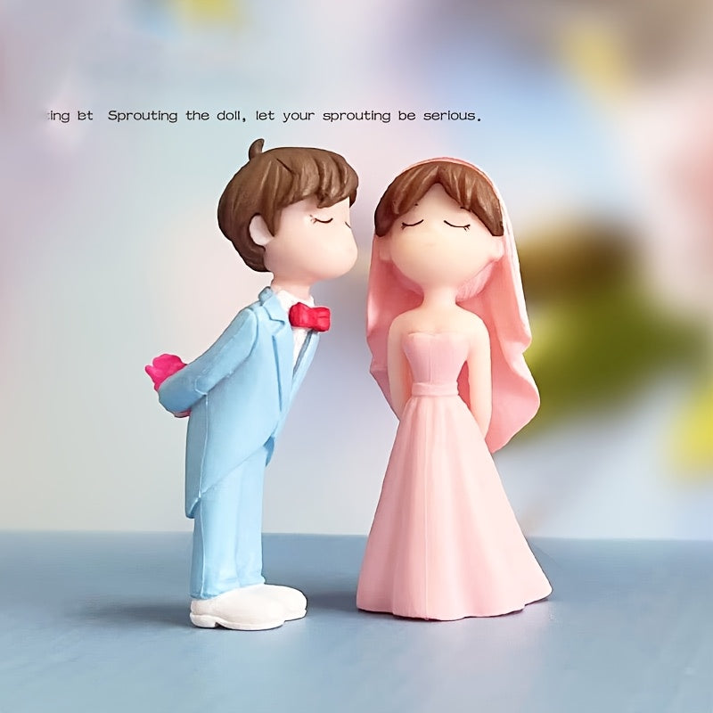Figuras de Pareja Encantadoras en Resina - Novia y Novio Románticos en Miniatura para el Hogar, Oficina o Espacios Exteriores, Ideales para Regalos Temáticos de Boda, Decoración Interior | Diseño Elegante | Artesanía Detallada, Decoraciones Nupciales