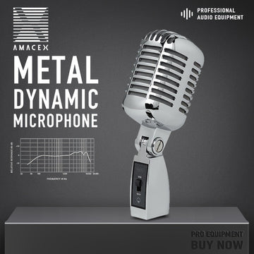 Microfono Vocal Dinámico Retro Clásico AMACEX GM-55 Estilo Vintage para Karaoke y Grabación de Canto