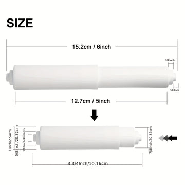 2 piezas de soporte ajustable para papel higiénico blanco con resorte - Rodillo de plástico duradero de reemplazo, fácil instalación para deslizamiento suave, mecanismo con resorte, soporte para rollo de papel higiénico