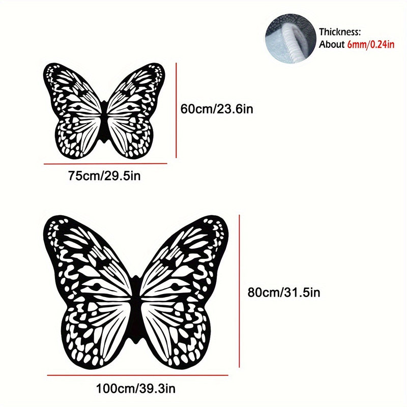 Alfombra de área tejida en forma de mariposa - Alfombra de área de poliéster antideslizante, ligera y lavable con respaldo de goma - Solo lavado a mano, forma irregular - Ideal para sala de estar, dormitorio, cocina, baño, lavadero, pasillos, salas de ju