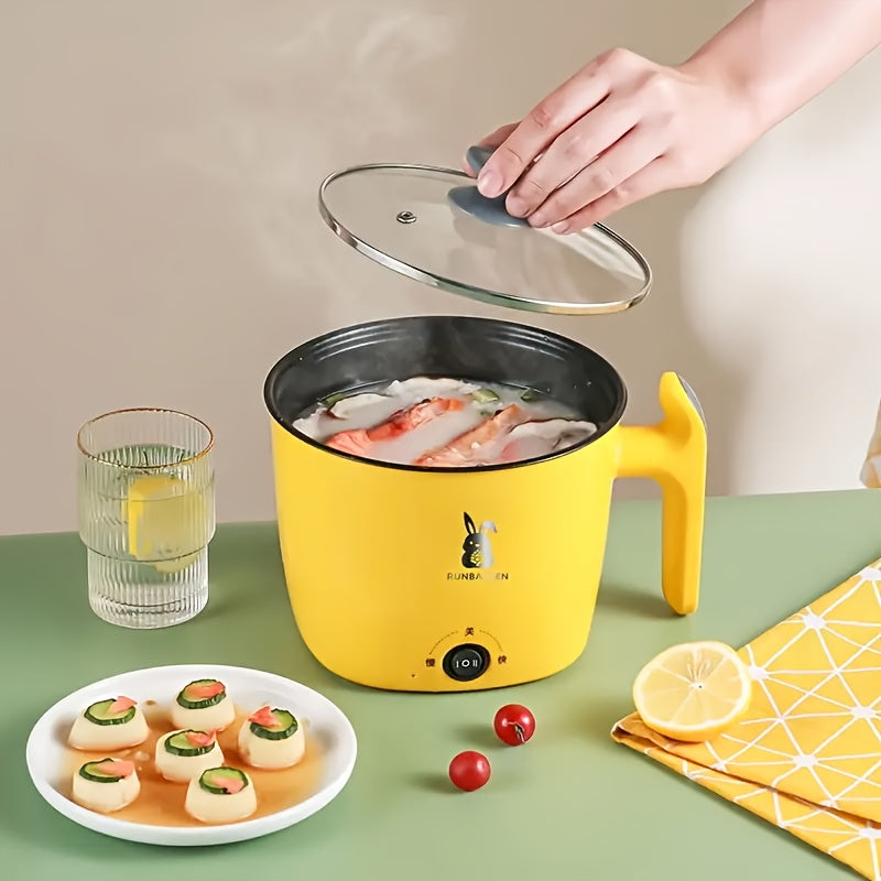 [1pc Olla Eléctrica Multiusos] 1pc Olla Eléctrica, Doble Configuración de Potencia, Cuerpo de Plástico Antiadherente, Fondo de Calentamiento Completo, Control de Temperatura Dual, Fácil Limpieza, Olla Eléctrica de Estofado para Interiores, 110V-130V, Enc