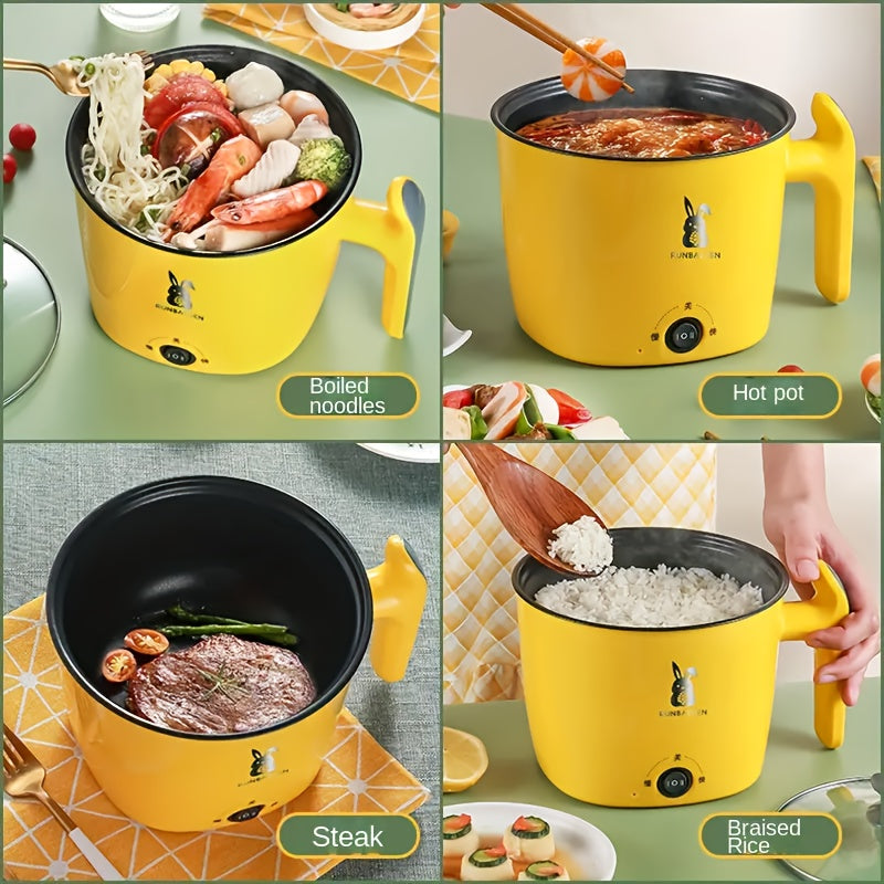 [1pc Olla Eléctrica Multiusos] 1pc Olla Eléctrica, Doble Configuración de Potencia, Cuerpo de Plástico Antiadherente, Fondo de Calentamiento Completo, Control de Temperatura Dual, Fácil Limpieza, Olla Eléctrica de Estofado para Interiores, 110V-130V, Enc