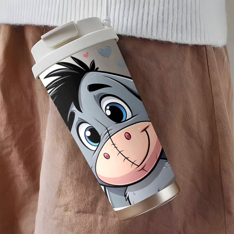 Taza de Viaje de Acero Inoxidable Disney Eeyore de 18oz - A Prueba de Fugas, Aislada con Tapa para Bebidas Calientes y Frías, Ideal para Actividades al Aire Libre, Uso en el Coche y Amantes del Café