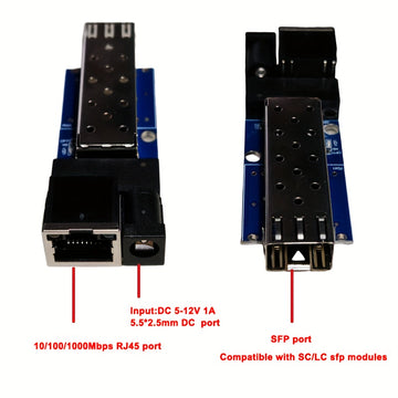 1.25G SFP Mini Transceptor PCBA, Convertidor Gigabit Ethernet con 1x Puerto RJ45 y 1x Ranura SFP, Compatible con Módulos Huawei, Cisco, Intel, Ruijie, Dell SC/LC para Redes y Vigilancia, Sistema de Veedoría, Convertidor Moderno, Construcción Duradera, Co