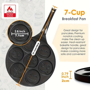 Sartén de panqueques de 7 tazas con molde de waffle - Aleación de aluminio duradera, perfecta para hacer panqueques esponjosos, waffles y blinis, ideal para uso doméstico y en restaurantes, panqueques de calidad de restaurante | Diseño decorativo de panq