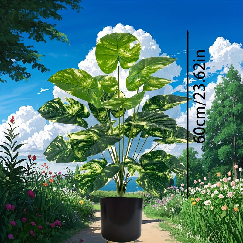 Planta artificial de monstera grande, verde frondoso, plástico duradero, perfecta para decoración de hogar y oficina, ideal para bodas y decoración navideña, versátil para interiores, decoración de oficina | Planta verde frondosa | Planta artificial