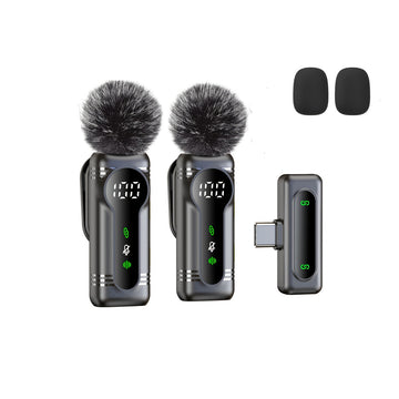 Microfono sin varillas Lavalier Dual Set Plug & Play con Montaje Magnético, Cancelación de Ruido, Funciones de Silencio y Reverb, Alcance de 30m, Indicador de Batería para YouTube, Podcasts y Grabaciones de Video