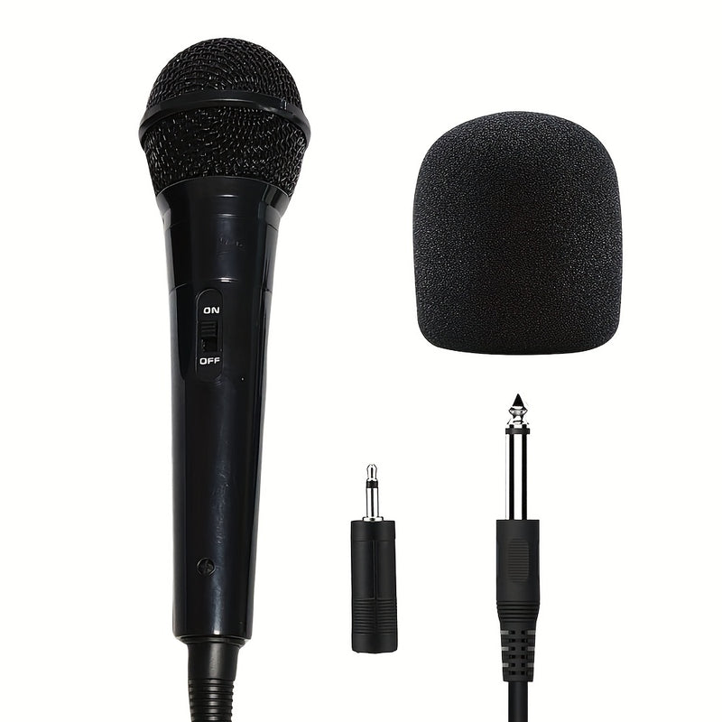 Micrófono de mano negro con cable y cubierta de espuma - Micrófono dinámico cardioide para karaoke, canto y oratoria | Ideal para entretenimiento en casa y uso profesional, micrófono de karaoke | Grado profesional | Micrófono duradero