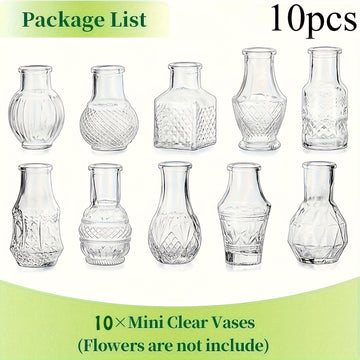 10 Piezas de Jarrones Vintage Transparentes, Ideales para Bodas, Salones, Cocinas, Mesas de Comedor, Cenas Románticas y Más