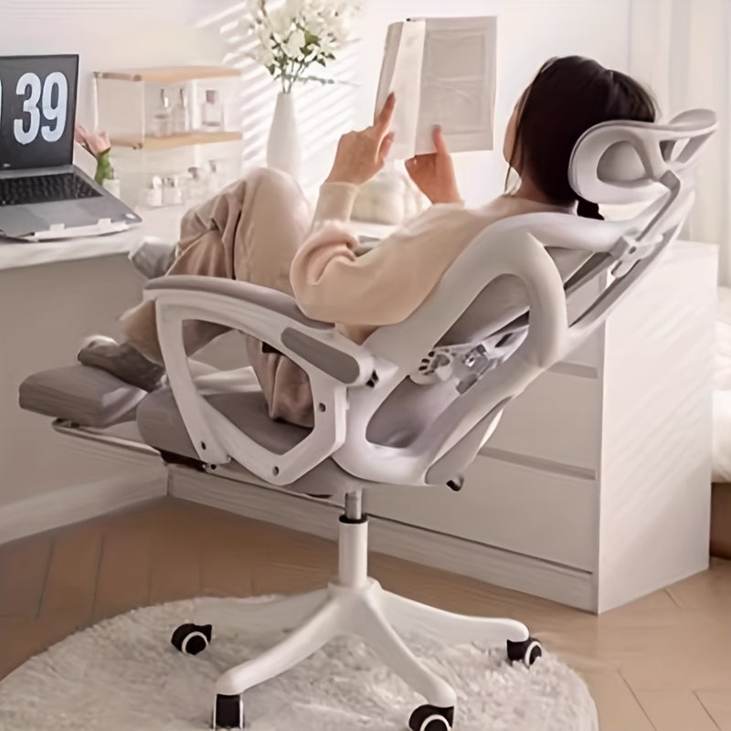 Silla de juego ergonómica - Malla negra, soporte lumbar ajustable, base giratoria de 360 grados, cómoda para largas horas, ideal para uso en casa y en la oficina, silla de oficina | Silla de oficina moderna | Asiento ergonómico