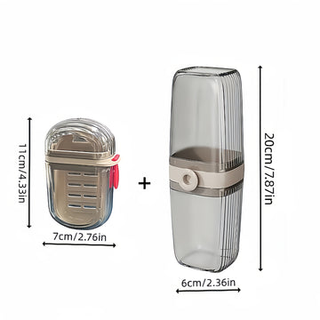 Conjunto de 2 Piezas Caja Portátil para Jabón y Soporte para Cepillos de Dientes - Plástico Duradero, Forma Ovalada, Imprescindible para Acampar, Gimnasio, Accesorios de Baño