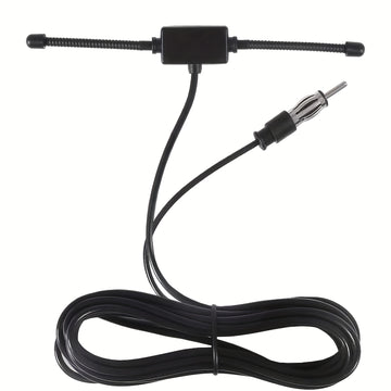 Antena Dipolar Universal para Estéreo de Coche AM FM, Antena Adhesiva Oculta para Radio AM FM en Vehículos Camión SUV con Cable de 3.05 Metros y Conector DIN (Macho)
