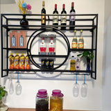 Estante de vino colgante de pared - Estante de exhibición de arte de hierro para el hogar, sala de estar, comedor - Almacenamiento vertical ahorrador de espacio con diseño decorativo de volutas, decoración de vino