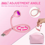 Lámpara LED para uñas, 3W portátil con cuello de cisne, secadora y curadora de esmalte en gel, luz de curado con cuello flexible rosa, enchufe USB, para uso en salón de uñas y en casa, DIY