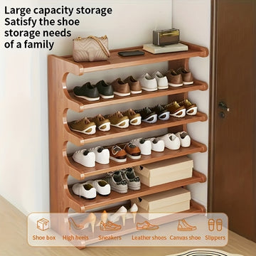 Zapatero de Bambú Ahorrador de Espacio de 3/4/5/6 Niveles con Acabado en Madera Sencilla para Hogar, Entrada, Sala de Estar, Dormitorio, Garaje, Residencia Universitaria - Fácil de Montar