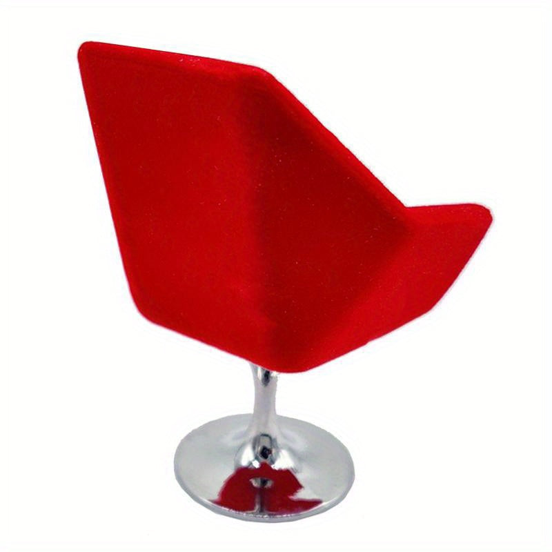 1:12 Modelo de muebles miniatura de lujo para casa de muñecas, sofá de felpa rojo, sillón de brazo