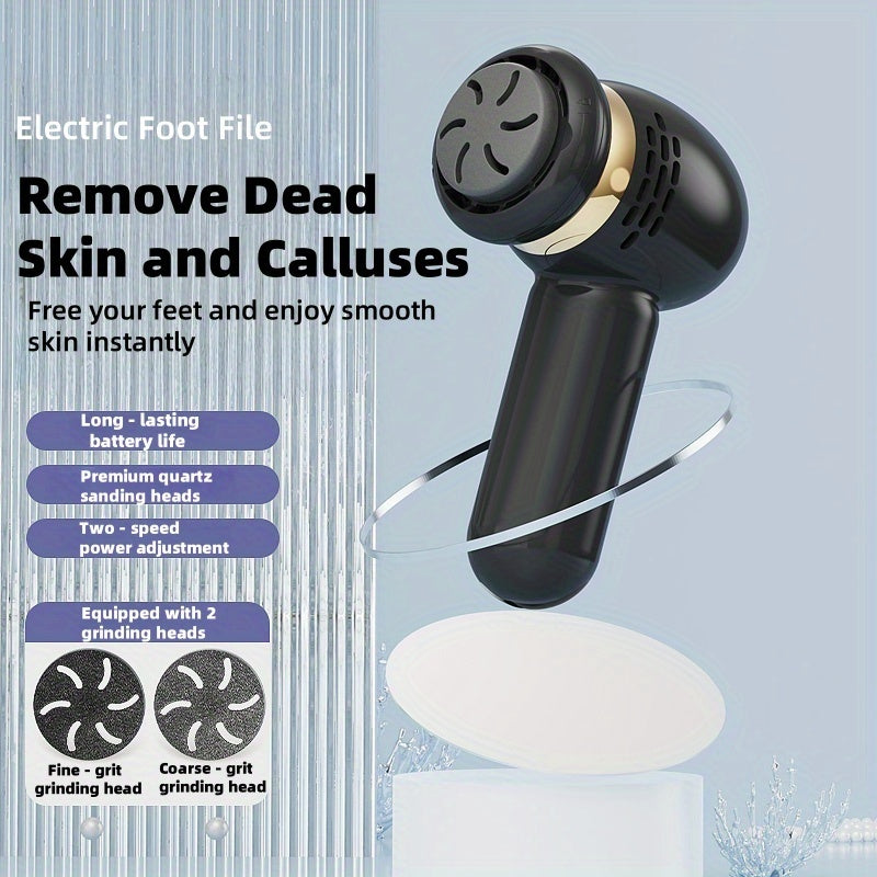 1 pieza, limpiador de pies eléctrico, recargable, limpiador de pies, molinillo de pies, eliminador de pies, 2 cabezas de rodillo y control de 2 velocidades, adecuado para beige duro/blando, herramienta de pedicura portátil con sensor de presión automátic