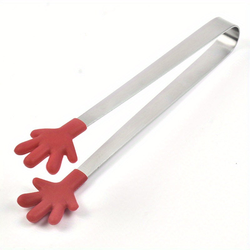 Pinzas pequeñas de acero inoxidable con agarre de silicona, clips antideslizantes para hielo, mini pinzas para alimentos, pinzas para barbacoa