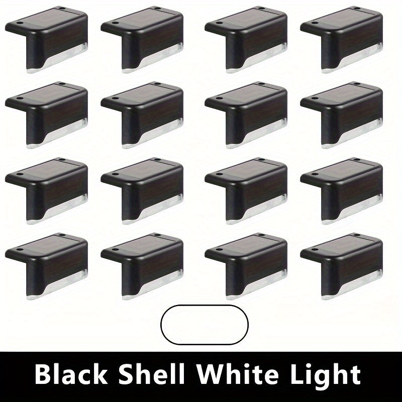 Conjunto de 16 Luces Solares para Escalones con Detector de Luz, Iluminación Exterior para Escaleras y Terrazas, Perfecto para Jardín, Porche y Decoración de Bodas