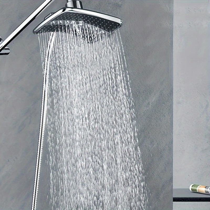 Experiencia refrescante] Cabezal de ducha multifunción de alta presión con 3 modos ajustables: lluvia, lluvia turbo y chorro de masaje - Diseño rectangular para montar en la pared, accesorios para ducha