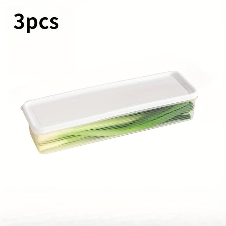 3 contenedores de plástico apilables con tapa, reutilizables, ideales para cebollas, apio, hierbas, ajo, pasta y huevos, cajas organizadoras esenciales para la cocina, rectangulares, seguras para el refrigerador, solo lavado a mano